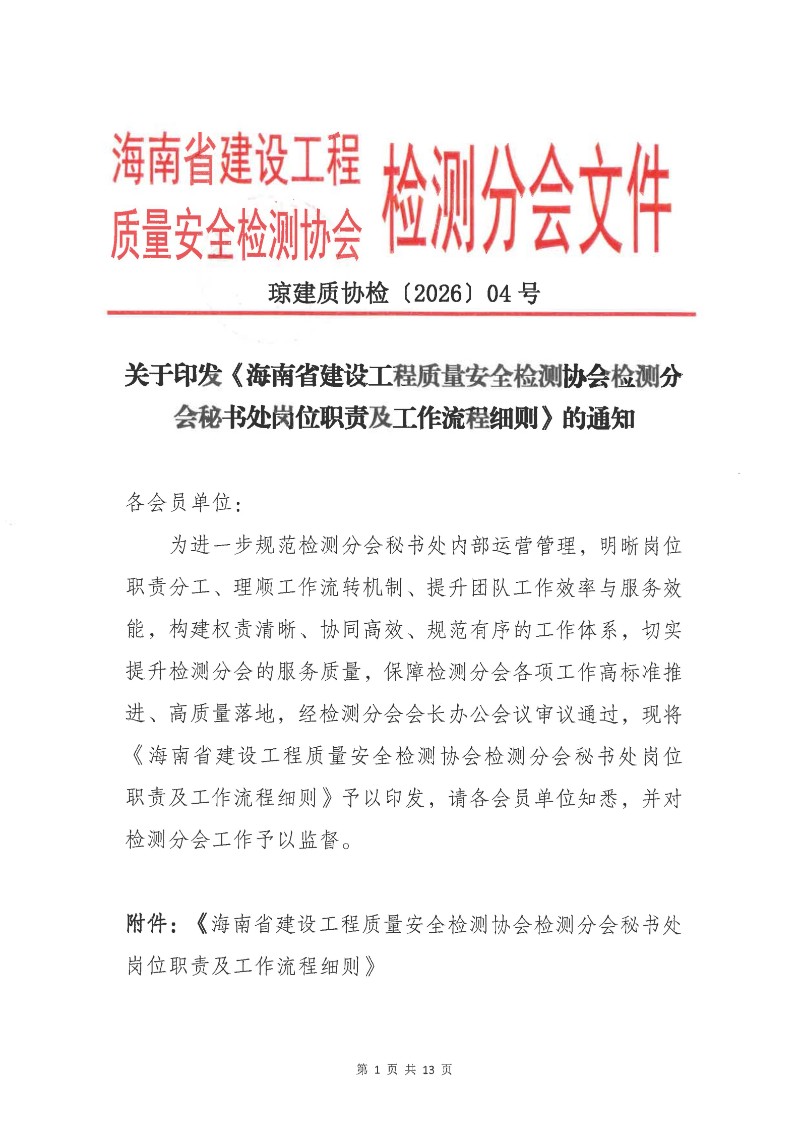 关于印发《海南省建设工程质量安全检测协会检测分会秘书处岗位职责及工作流程细则》的通知_01.jpg